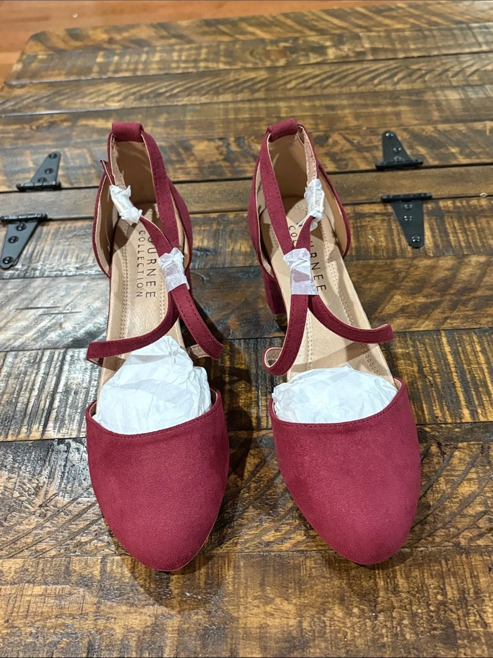 Journee Collection burgundy suede